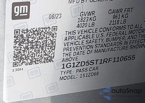 2024 Chevrolet Malibu Fwd 1Lt z USA, uszkodzony, nr VIN 1G1ZD5ST1RF110655